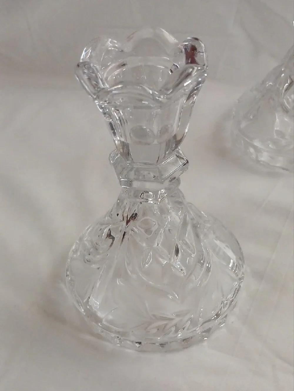 Clear Crystal-Style Glass Candlestick Holders - Pair